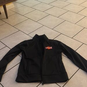 Black Bomber Jacket with Stand-Up Collar and Full-Length Zipper